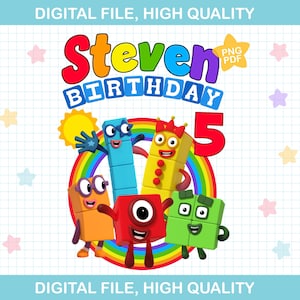 Number-inspired birthday shirt, 1-10 number themed party, personalized birthday shirt, birthday gift shirt, family numberblocks shirts PNG