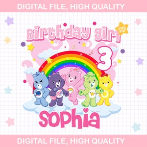 PNG Personalized Care Bears birthday shirt, PNG Family Matching Care Bears birthday party,PCare Bears party birthday, PNG Care Bears kids