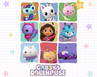 Gabby casa PNG, Gabby gato PNG, Arte clipart de Gabby, Camiseta casa de muñecas PNG, Vaso casa de muñecas, Camiseta Gabby imprimible, Gabby digital