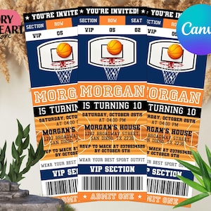 Basketball Birthday Party Invitation, Sports Ticket Invitation, Any Age Birthday Invite, Sports Ticket Style Party Invitation
