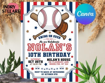 Baseball Birthday Invitation, Baseball Invites, Instant Download Baseball Invitation, Digital File