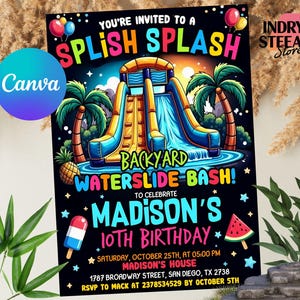 Invitations, Birthday Invitations, Instant Download, Editable Invitation, Kid Summer Birthday, Summer Pool Party, Pool Party Birthday, Pool Party Invite, Waterslide Birthday, Water Slide Party, Waterslide Bday, Printable Invite, Birthday Party, Waterslide Party, Water Slide, Water Slide Birthday, Waterslide Invite, Water Slide Invite, Splish Splash Invite, Water Slide Bash, Invitations Instant Download, Digital Download Invitation