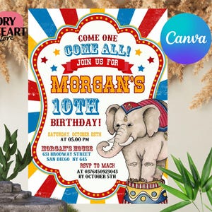 Carnival Circus Invitation, Carnival Birthday Party Invitation, Circus Party Invite, Carnival Invitation, Instant Download, Canva Template