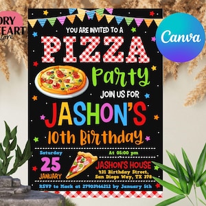 Pizza-Party Einladung Vorlage, Pizza-Geburtstags-Party Einladung, Pizza Einladung, Pizza machen Party, Instant Download