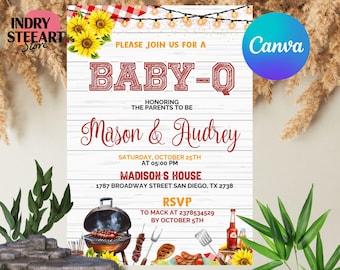 Baby-Q Baby Shower Einladung, Baby Q Backyard Paare Baby Sprinkle, Baby BBQ Party Vorlage, Printable Sofort Download