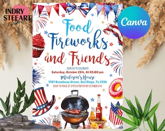 Invitation barbecue modifiable du 4 juillet Invitation barbecue barbecue du jour de l'indépendance