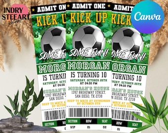 Soccer Ticket Birthday Invitation, Football Ticket Invite Template, Soccer Party Kids, Digital Editable Printable, Instant Download