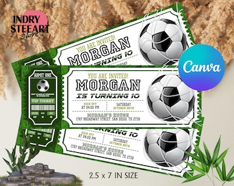 Soccer Ticket Birthday Invitation, Football Ticket Invite Template, Soccer Party Kids, Digital Editable Printable, Instant Download