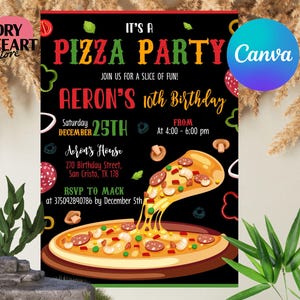 Pizza-Party Einladung Vorlage, Pizza-Geburtstags-Party Einladung, Pizza Einladung, Pizza machen Party, Instant Download