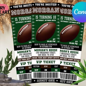 Football Invitation Birthday, Sports Ticket Style Party Invite, ANY Age DIGITAL Editable Printable Invite, Editable Football Theme Party