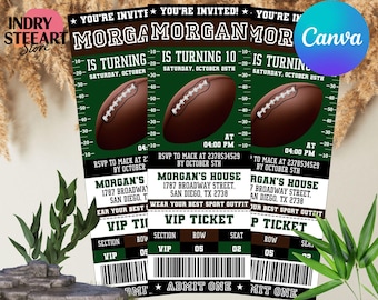 Football Invitation Birthday, Sports Ticket Style Party Invite, ANY Age DIGITAL Editable Printable Invite, Editable Football Theme Party
