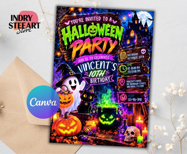 ghostly party invite,ghost party invite,pumpkin invitation,halloween party,pumpkin invite,halloween invite,holloween evite,halloween card,kids halloween,halloween invitation,halloween flyer,horror invitation,digital download,Costume Party Invite,Witch Bat Zombie,Halloween Invitation,Neon Invitation,Glow Invitation,Editable Halloween,Spooktacular invite,Moden Invitation,glow in the dark,Halloween invite,neon halloween,Halloween Birthday,Adults Halloween