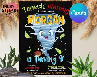 Editable Tornado Birthday Party Invitation, Birthday Invitations, Tornado Party, Tornado Birthday, Tornado Invitations, Digital Download