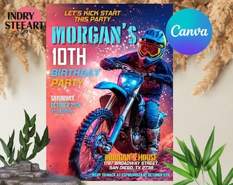 Editable Motocross Birthday Invitation, Dirt Bike Birthday Invitation, Motocross Invitation, Dirt Bike Invitation, Digital Invitation