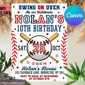 Baseball Birthday Invitation, Baseball Invites, Instant Download Baseball Invitation, Digital File