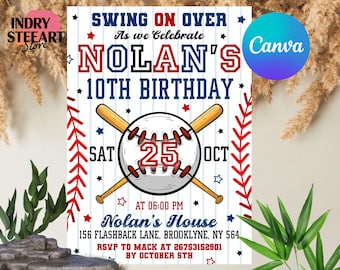 Baseball Birthday Invitation, Baseball Invites, Instant Download Baseball Invitation, Digital File