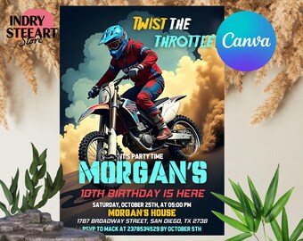 Editable Dirt Bike Invitation, Dirt Bike Party, Dirt Bike Birthday, Motocross Invitation, Dirt Bike Invite, Digital Invitation