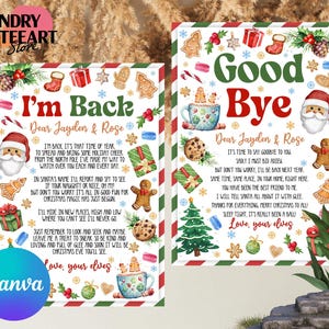 Carta de elfo, carta de llegada de elfo, carta de regreso de elfo, carta de regreso de elfo de Navidad, carta de despedida de elfo, invitación de Navidad, descarga instantánea