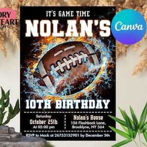 Football Invitation, Football Birthday Invitation, Sports Party Invite, Football Game, Football Birthday Invitation Printable, Edit in Canva