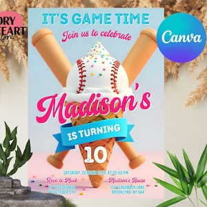 Baseball Drip Birthday Party Invitation, Baseball Birthday Invite, Baseball Drip, Sports Party for Any Age, Softball Drip, Digital Template