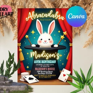 EDITABLE Magic Party Invitation, Magic Birthday Invitation, Magician Invitation, Magic Show Invitation Template, Magician Theme Party Evite