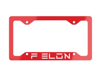 F Elon License Plate Frame (Red with White) - A More Subtle Anti Elon Musk Accessory for Tesla