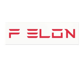 F Elon Car Magnet (NOT for Tesla Models X & S) - White with Red - Anti Elon Musk Bumper Magnet