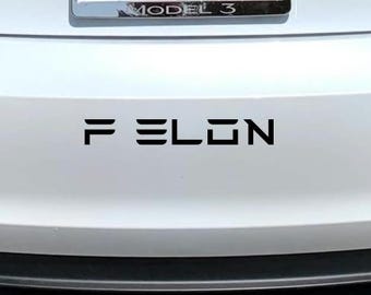 F Elon Vinyl Car Decal for Tesla (Black); Anti Elon Musk Decal; Elon Sucks Tesla Window Decal