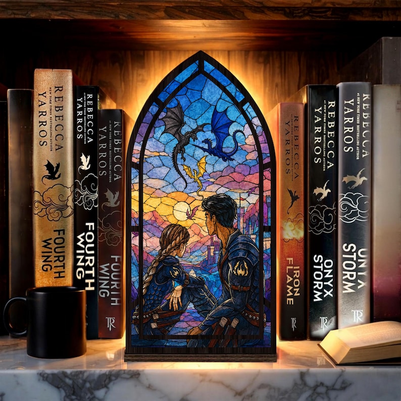 Fourth Wing Inspired Book Nook, Dragon Rider Fantasy Suncatcher Candle Holder, Empyrean Reader Bookshelf Decor, Bookish Gift