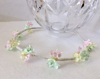 Pastel Floral Wreath, Cherry Blossom, Hair Accessory, Flower Headband, Spring Flowers, Hair Circlet, Wedding, Flower Girl, Flower Headband