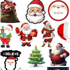 100pcs Christmas Stickers, Santa Claus Snowflake Themed