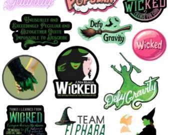 Wicked Sticker Sheet #3 | Musical | Broadway | New York | Tour | Elphaba | Defying Gravity