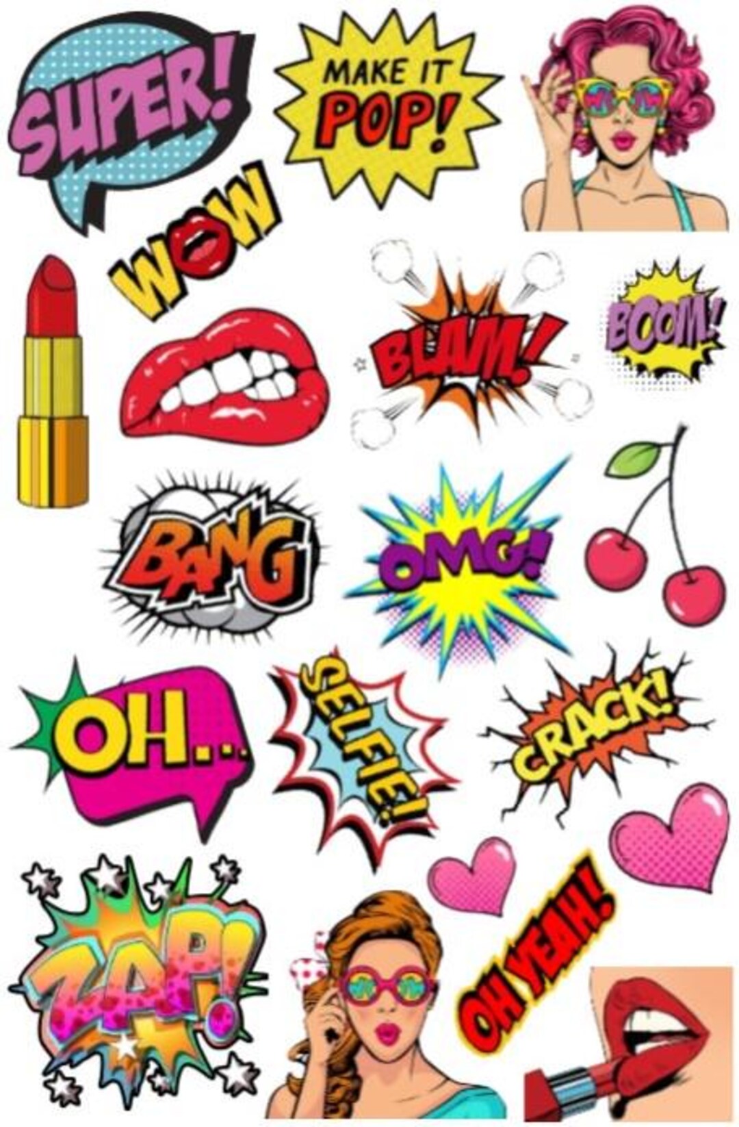 Pop Art Sticker Sheet | Art | Stickers | Decals | Retro | Scrapbook ...