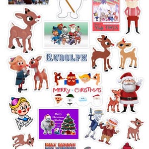 Rudolph le renne au nez rouge autocollants | Rodolphe | Film de Noël classique | Feuille d'autocollants | Sticker | Noël |