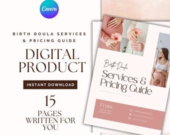 Birth Doula Services and Pricing Guide Template (Canva, Digital Download)