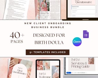 Birth Doula Client Onboarding Bundle, Canva Templates (Digital Download)