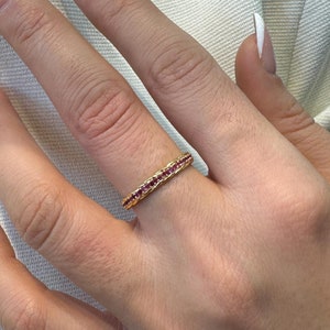 Ruby Band Ring in 14k Solid Gold / Ruby Eternity Band Ring / Birthstone Ring / Dainty Twisted Band Ring / Birthday Gift / Ruby Jewelry Women