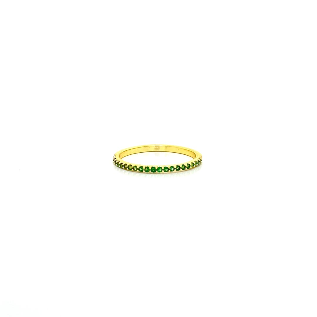 Emerald Eternity Band Ring / 14k Solid Gold Micro Pave Emerald Ring ...