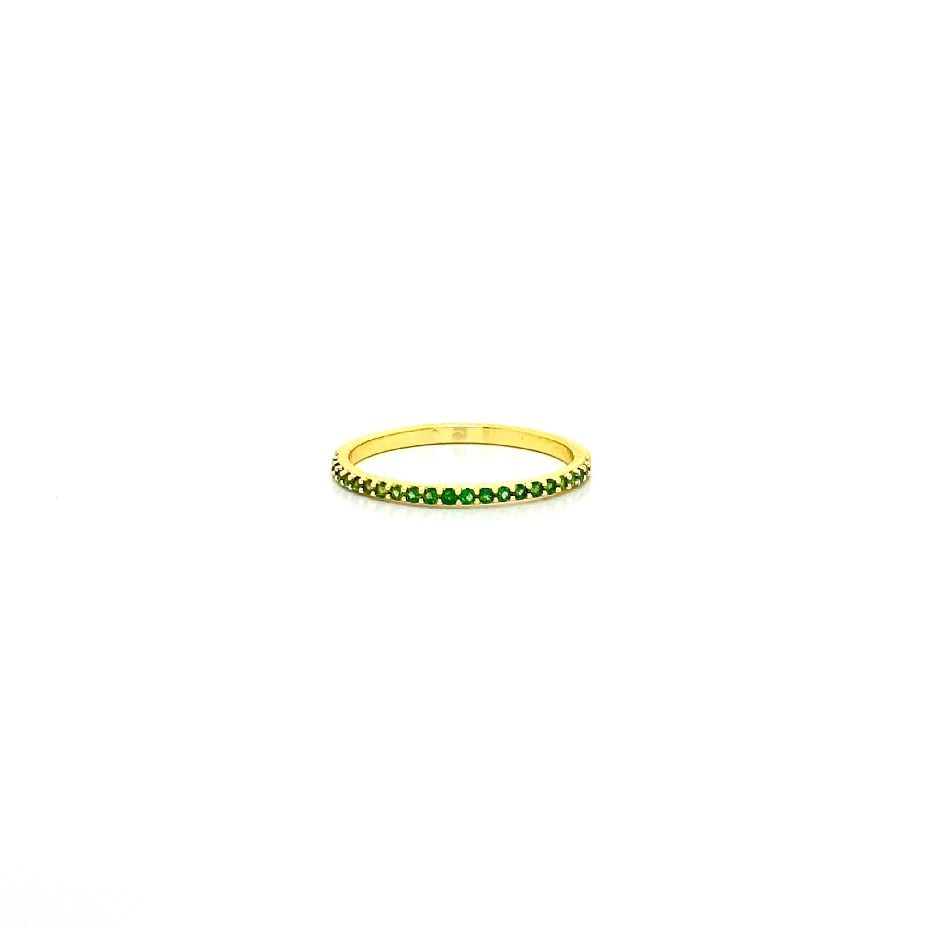 Emerald Eternity Band Ring / 14k Solid Gold Micro Pave Emerald Ring ...