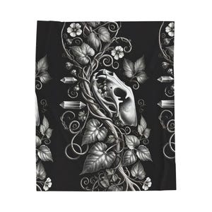 Gothic Floral Samt Plüschdecke, gemütliches Geschenk für Gothic Decor, Halloween, Zuhause Wärme, komfortables Leben