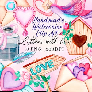 Watercolor Clipart - Pigeon Mail, Doves аnd Flowers for Wedding Invitations, Greeting Cards, and DIY Projects