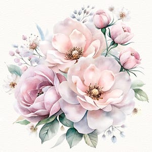Watercolor Bouquets clipart, Unique Set of 10 Elements, High Resolution, Each Element on a Transparent Background, PNG Format, 3000x3000 px
