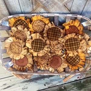 Primitive sunflowers , autumn sunflowers , sunflower bowl fillers,