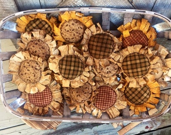 Primitive sunflowers , autumn sunflowers , sunflower bowl fillers,