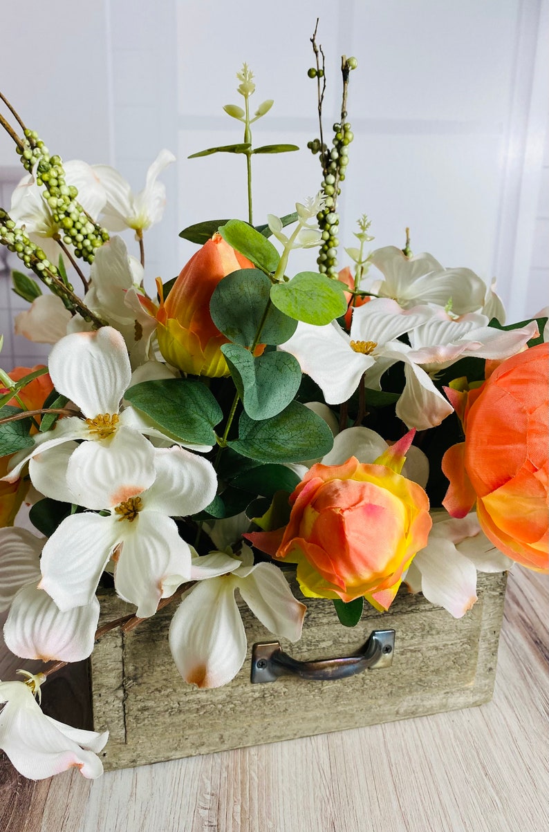 Everyday centerpiece, spring floral arrangement, housewarming gift, wedding arrangement, year round centerpiece, magnolia arrangement image 6