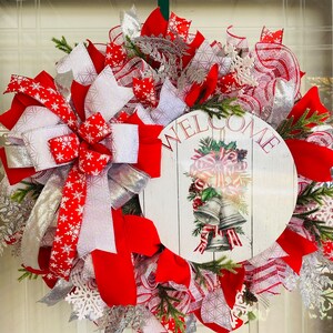 Christmas wreath, Welcome wreath for winter, welcome wreath, front door wreath, Christmas wreath for front porch, holiday wreath