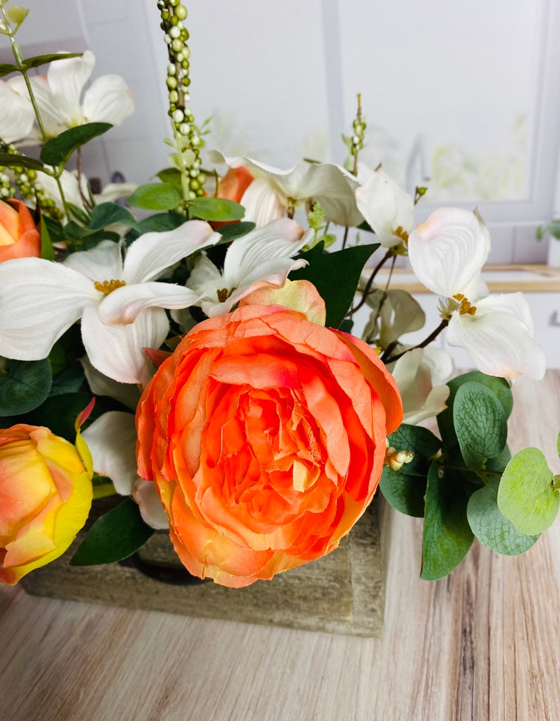 Everyday centerpiece, spring floral arrangement, housewarming gift, wedding arrangement, year round centerpiece, magnolia arrangement image 5