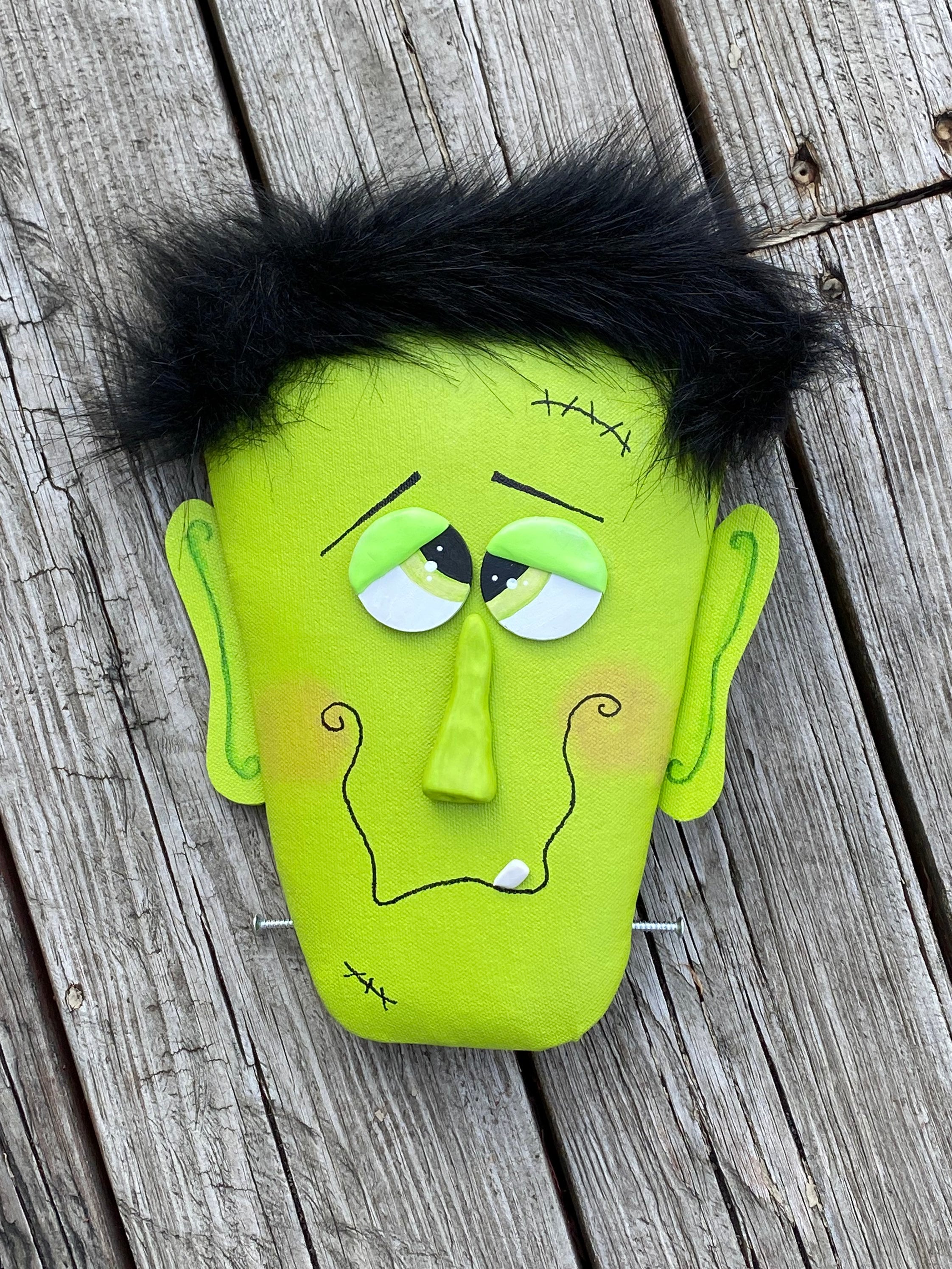 Frankenstein Wreath Attachment: Halloween Monster Decor (10.5x9.5 inches)