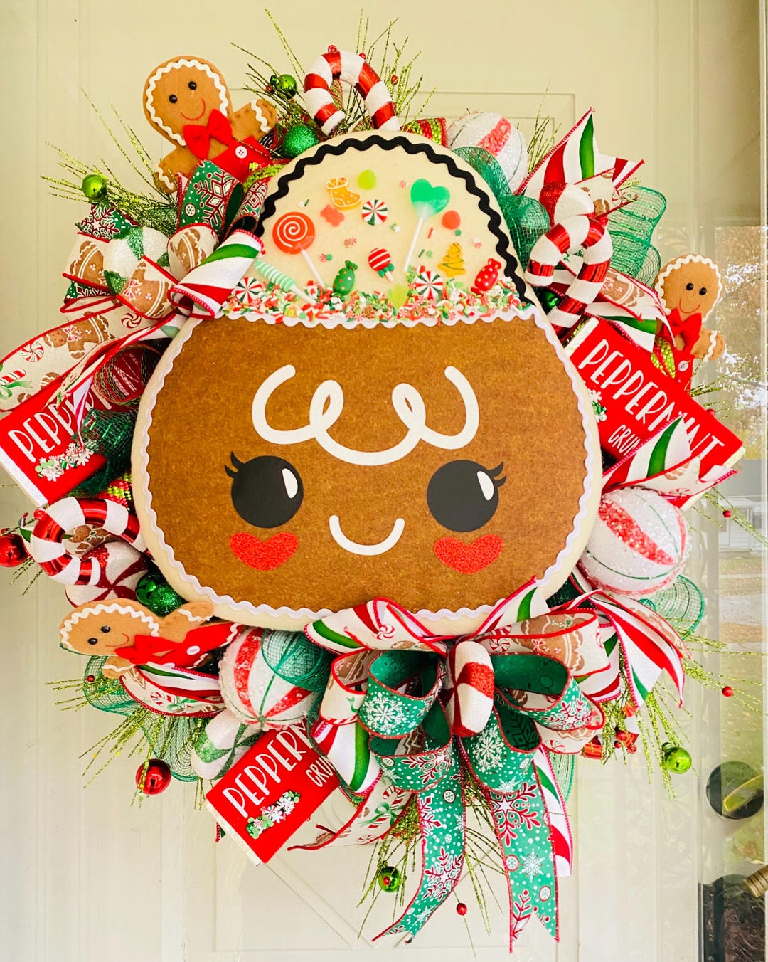 Gingerbread Christmas Wreath: Holiday Front Door Decor - Etsy