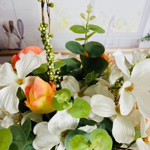 Everyday centerpiece, spring floral arrangement, housewarming gift, wedding arrangement, year round centerpiece, magnolia arrangement image 4